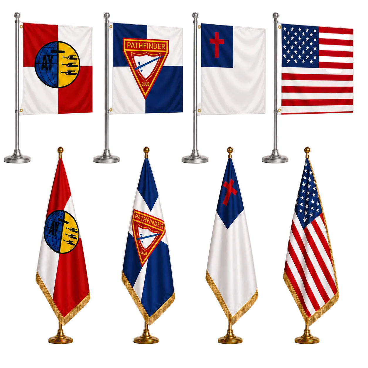 Pathfinder & AY Ceremony Flags Bundle – Indoor/Outdoor 8-Piece Set