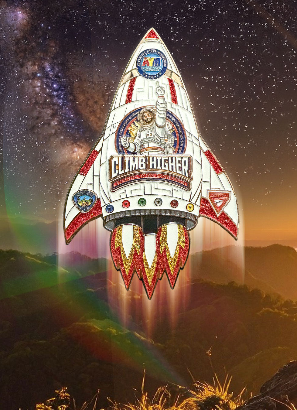 Atlantic Union Climb Higher 2026 Camporee Rocket Pin