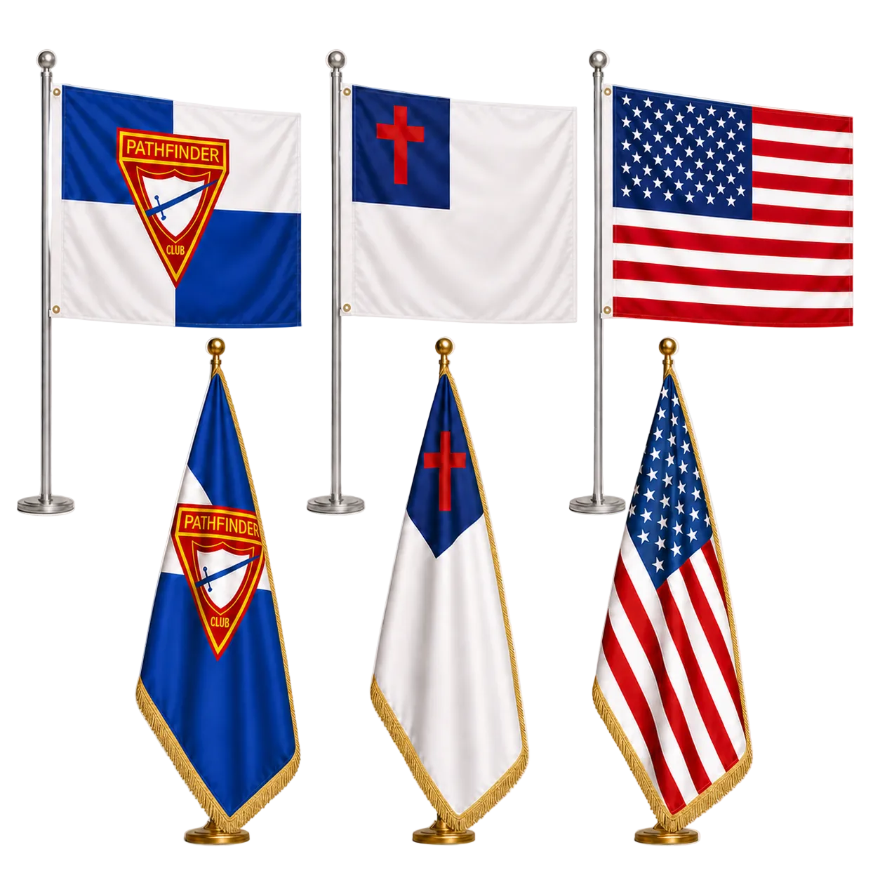 Pathfinder Ceremony Flags Bundle – Indoor/Outdoor 6-Piece Set