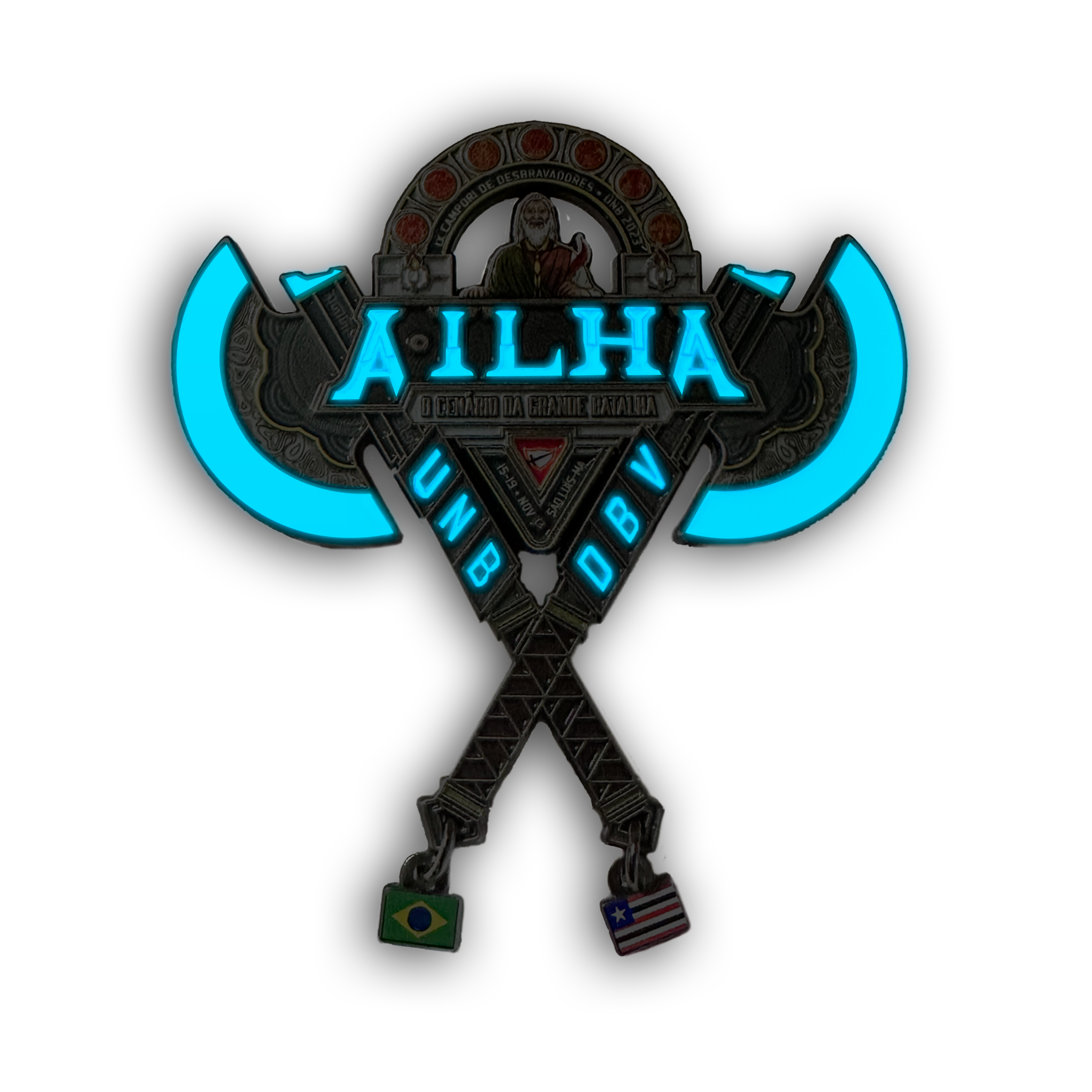 UNB A•ILHA Dual Axe Glow in the Dark Pin