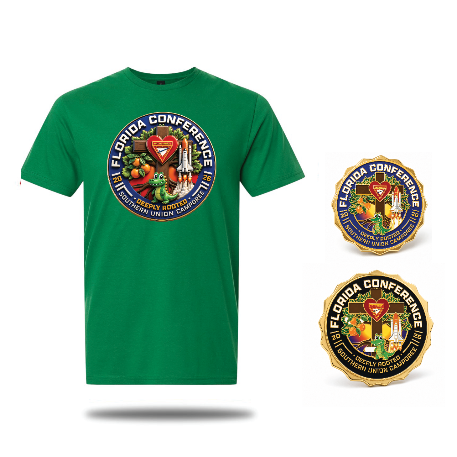 Florida Conference Southern Union Pathfinder Camporee (T-shirt, Classic & Motion Pin Bundle)