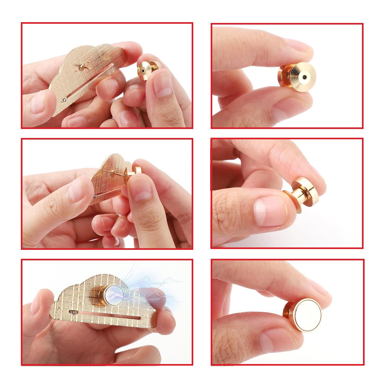 Gold Metal Magnetic Pin Backs (8 pcs)