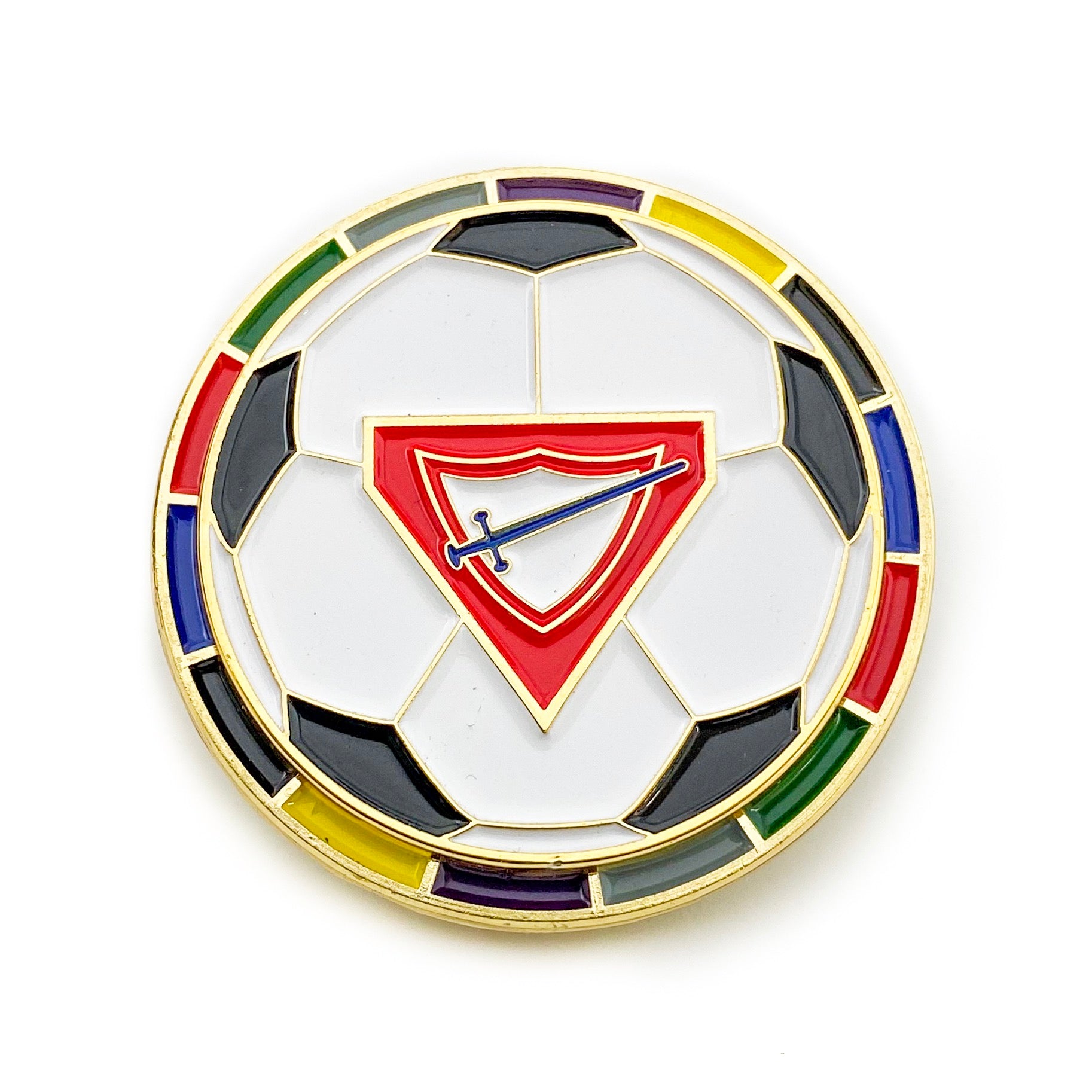 Pathfinder Soccer Ball Spinner Pin (Multi-Color) - Pinfinder Club