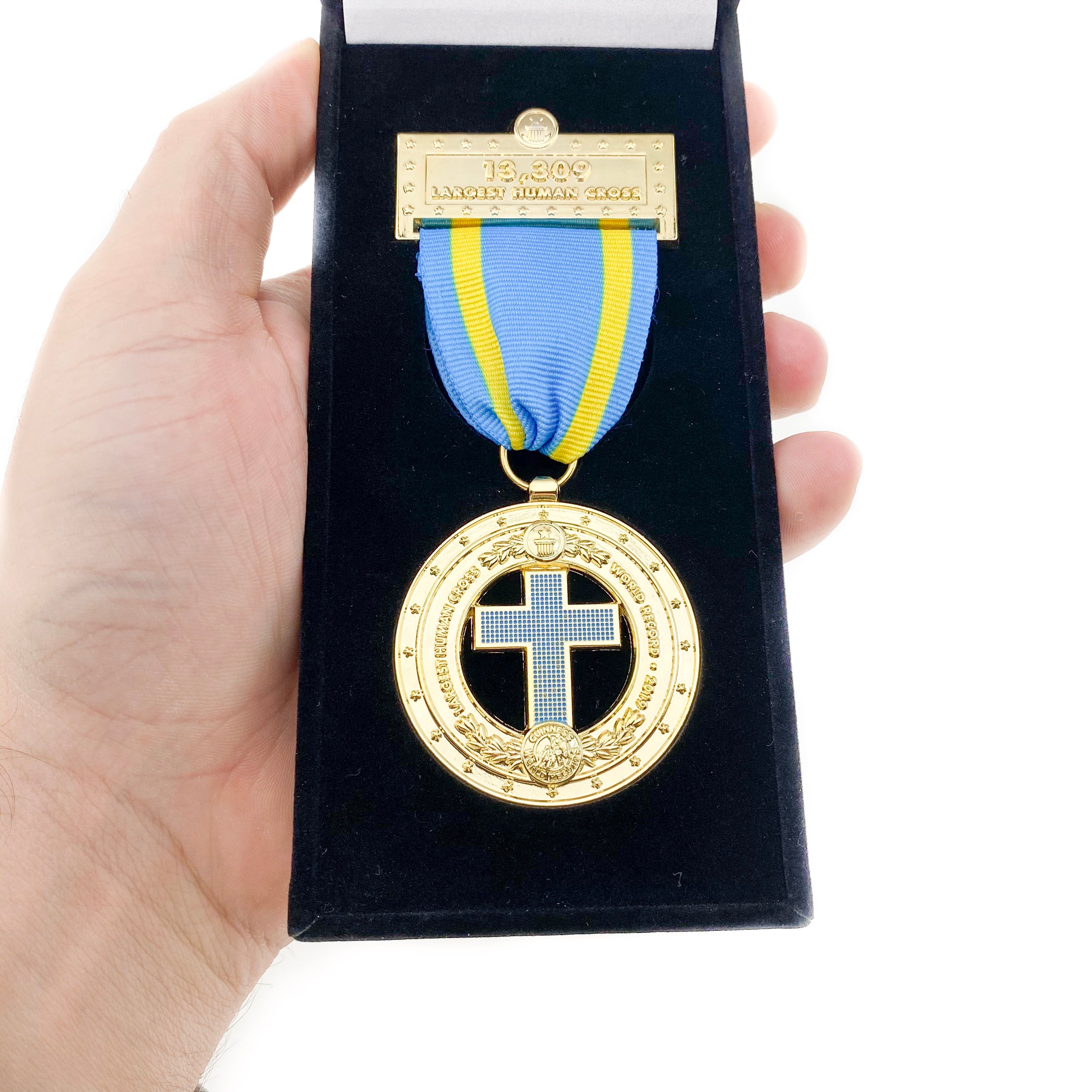 Largest Human Cross World Record Medal - Pinfinder Club